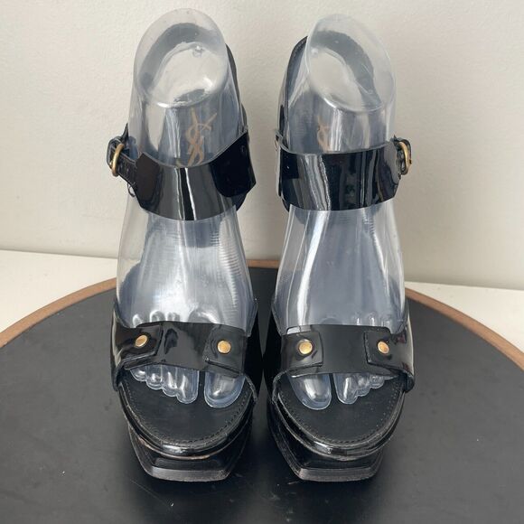 Yves Saint Laurent Heels Women 40 Black Patent Leather Platform Stiletto Italy‎ - Picture 3 of 16